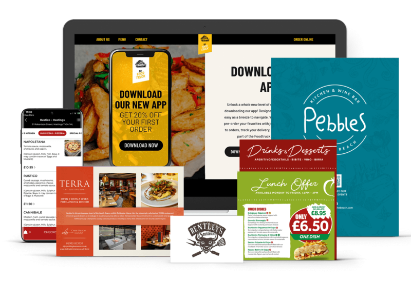 Sites internet et design graphique pour restaurants et plats à emporter